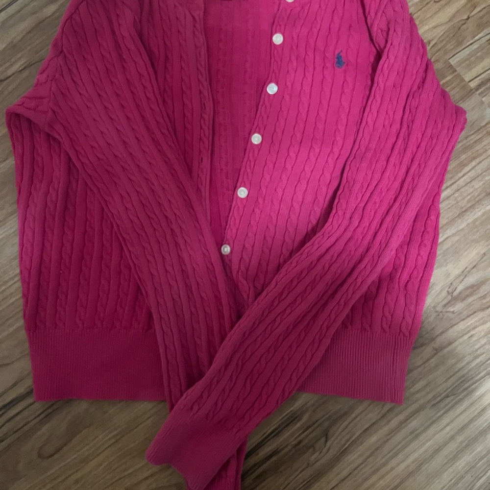 Ralph Lauren Pink 100% Cotton Cable Knit Sweater